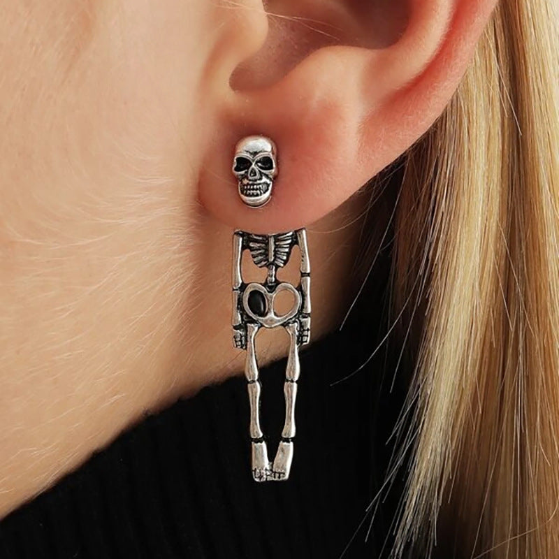 Women's Skull Stud Skeleton Drop Halloween Earrings