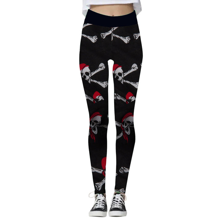 Women's Skull and Pumpkin Print Halloween Leggings
