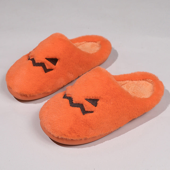 Women's Plush Pumpkin Halloween Slippers