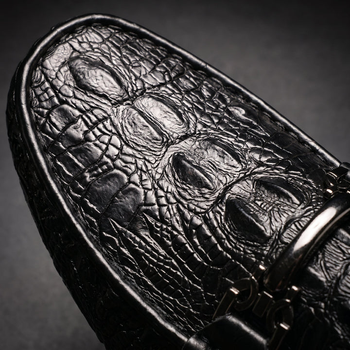 Men's Croc-Embossed Leather Loafers with Bit Buckle