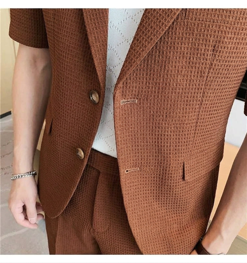 Men's Short Sleeve Blazer and Shorts Set