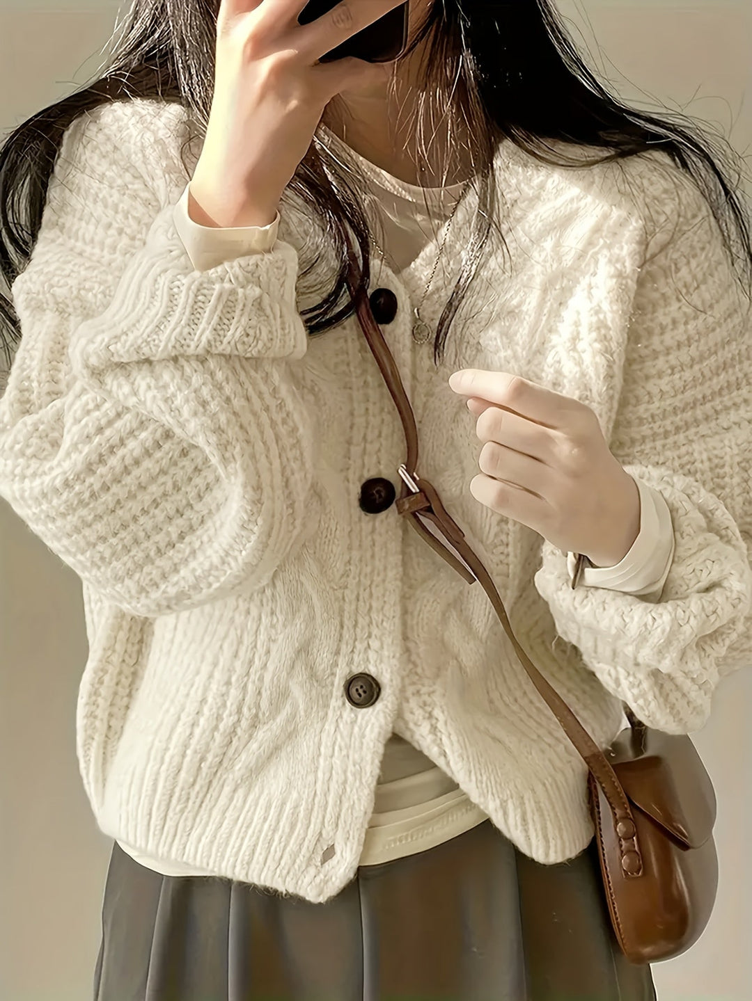 Women's Chunky Cable Knit Cardigan