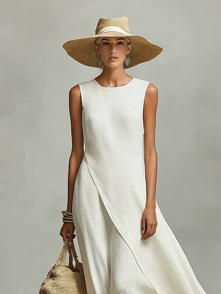 Flowy Sleeveless Linen Maxi Dress