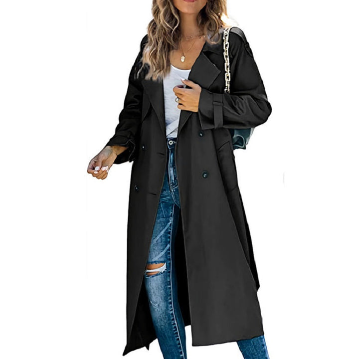 Women's Double Breasted Trench Coat with Belted Waist