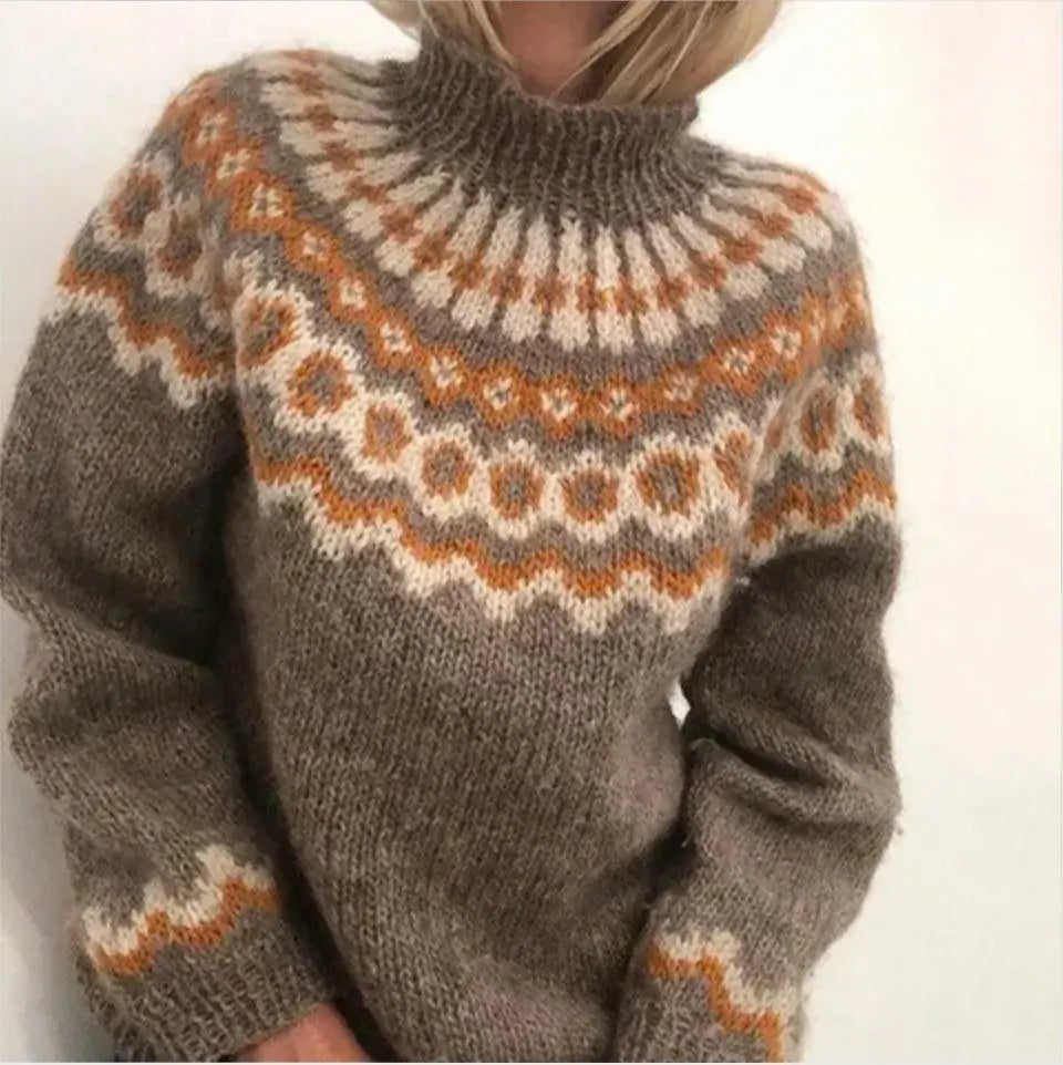 Women's Fair Isle Turtleneck Sweater in Relaxed Fit