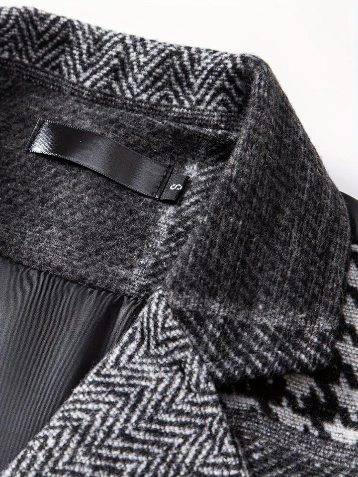 Men's Patchwork Tweed Suit Vest with Notch Lapel