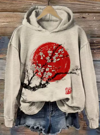 Women's Cherry Blossom Print Oversized Hoodie