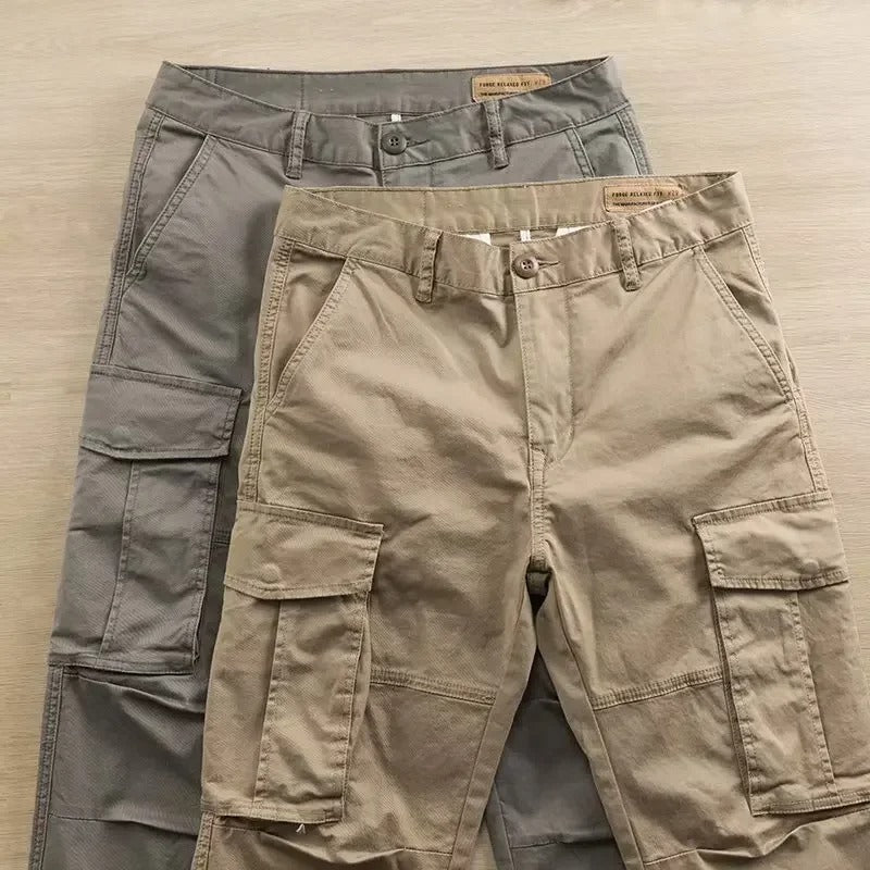 Men's Cotton Cargo Pants with Tapered Fit