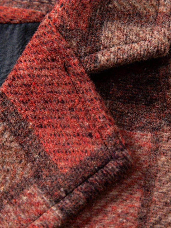 Men's Patchwork Tweed Suit Vest with Notch Lapel