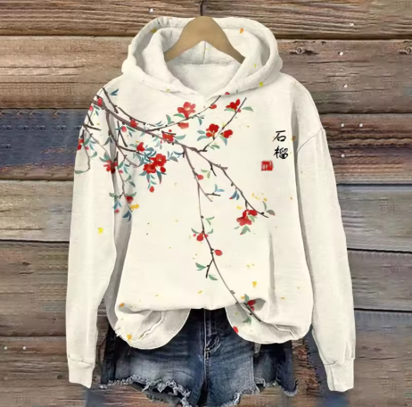 Women's Cherry Blossom Print Oversized Hoodie