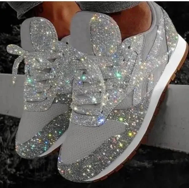 Women's Glitter Mesh Platform Sneakers