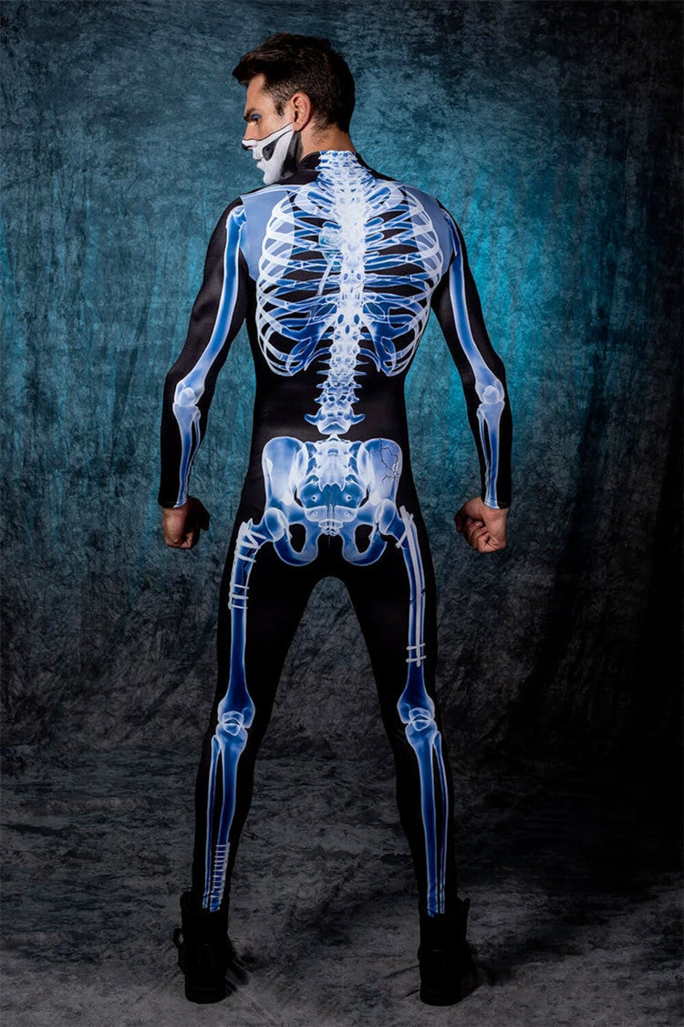 Men's Skeleton Halloween Costume Jumpsuit