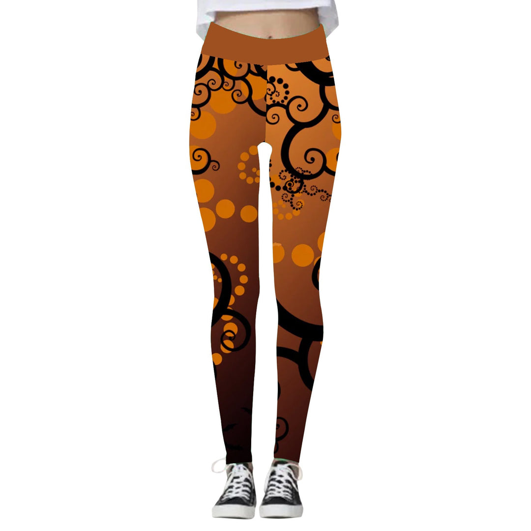 Women's Skull and Pumpkin Print Halloween Leggings