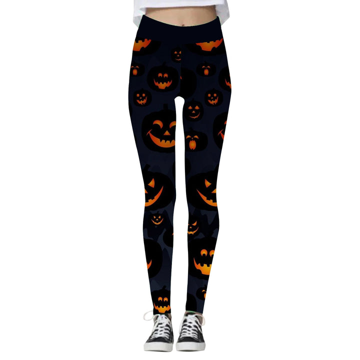 Women's Skull and Pumpkin Print Halloween Leggings