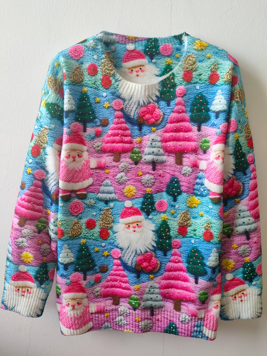 Women's Embroidered Santa Christmas Sweater Oversized Fit