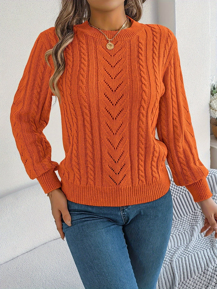 Women's Cable Knit Pointelle Sweater