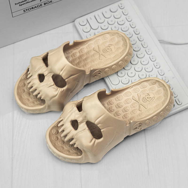Skull Face Halloween Slide Slippers