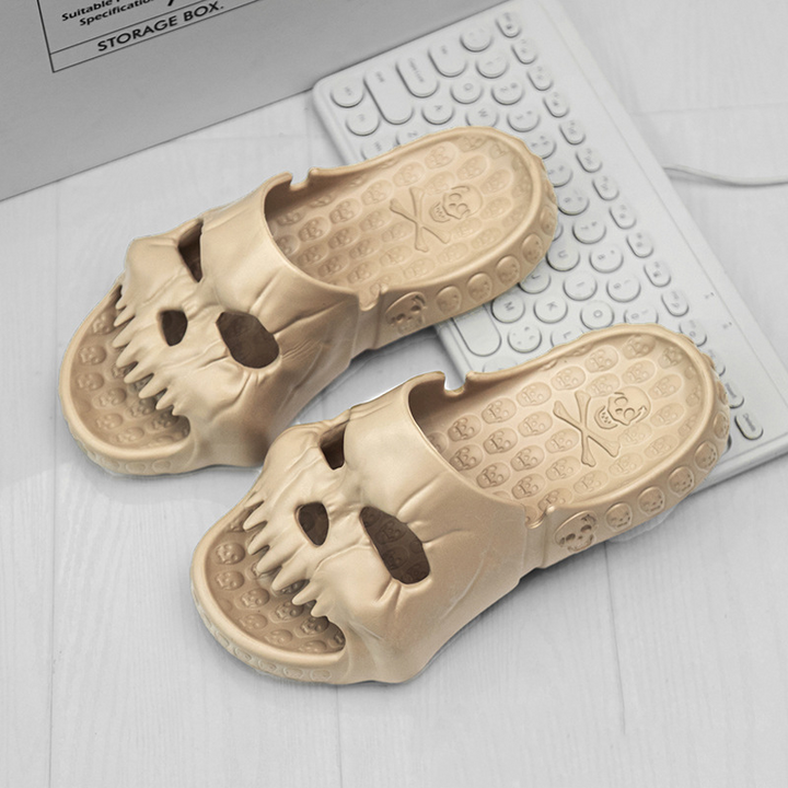 Skull Face Halloween Slide Slippers