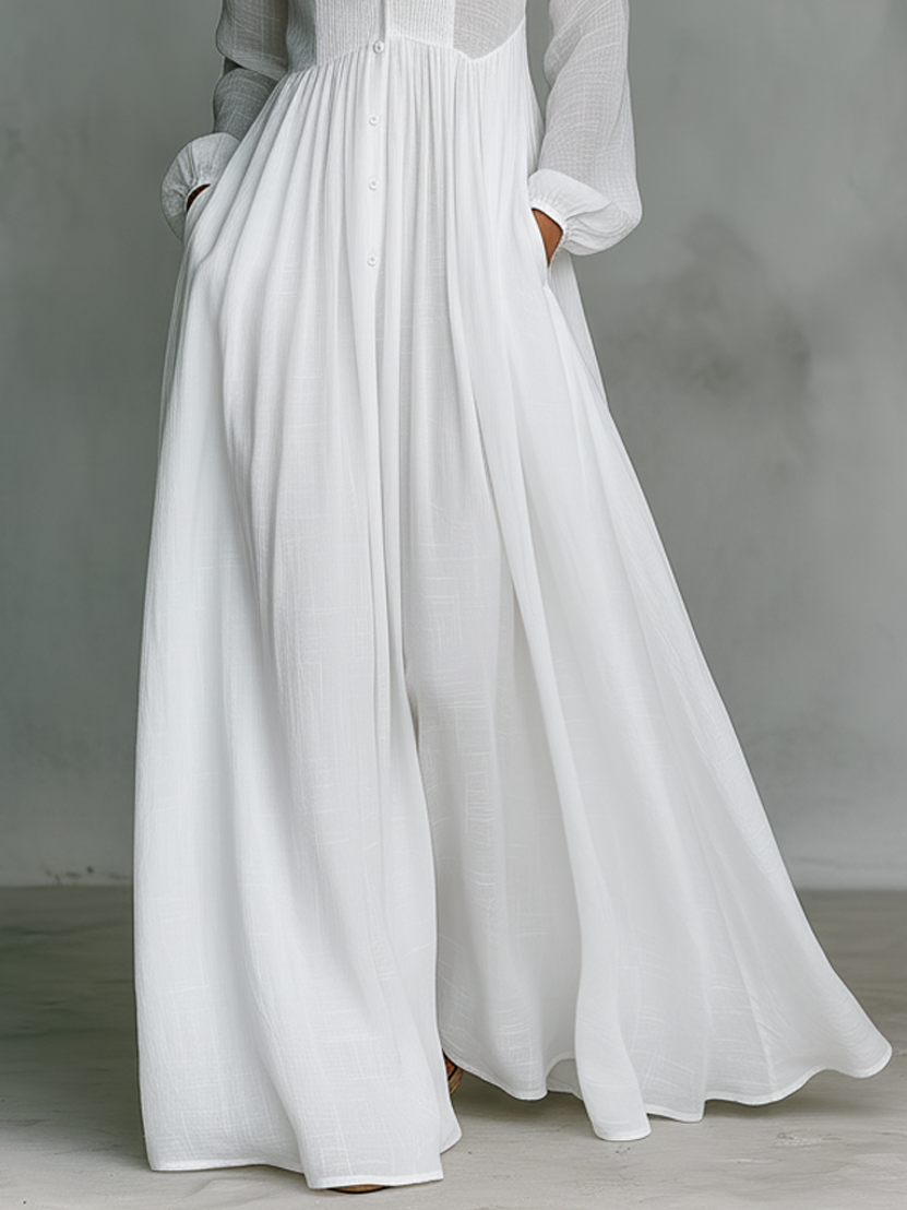 Flowy Long Sleeve Maxi Shirt Dress
