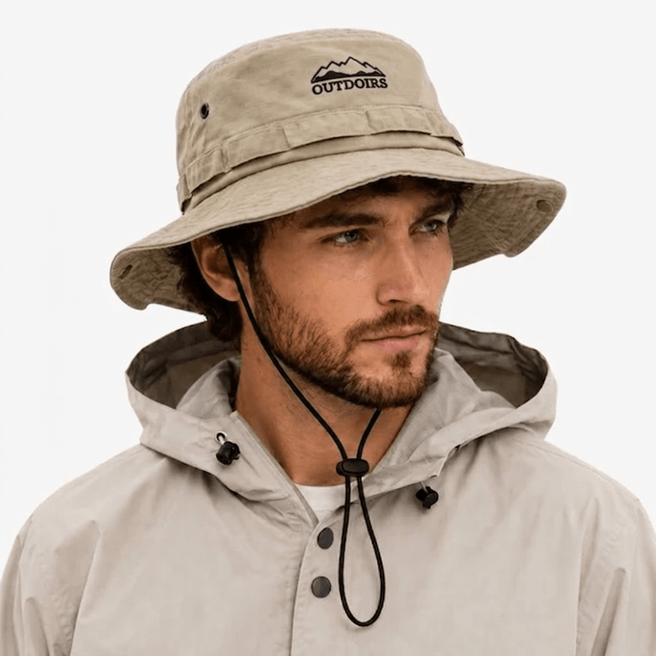 Men's Cotton Hiking Hat with Chin Strap