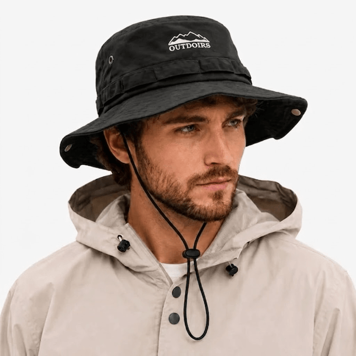 Men's Cotton Hiking Hat with Chin Strap