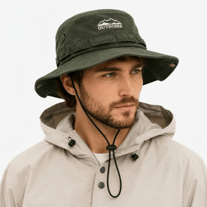 Men's Cotton Hiking Hat with Chin Strap