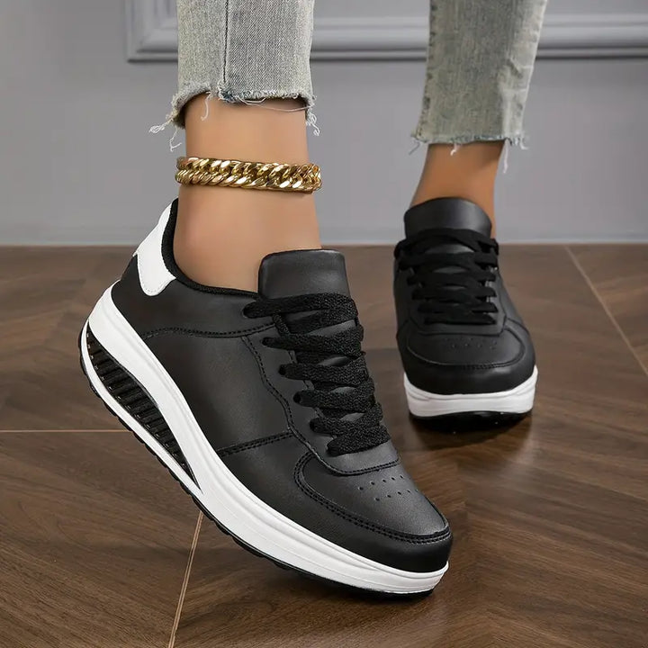 Women's Platform Sneakers with Lace-Up Design
