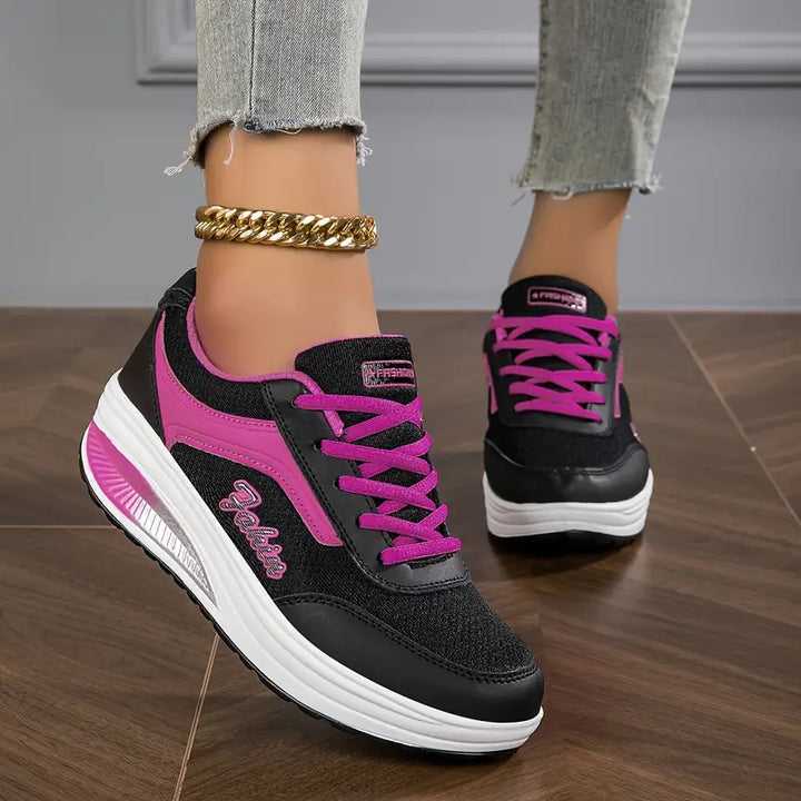 Women's Platform Sneakers with Lace-Up Design