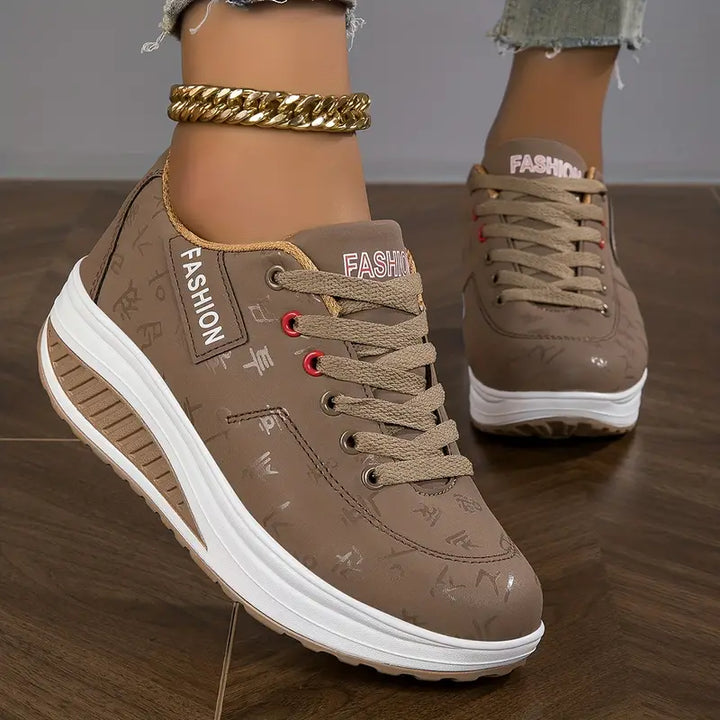 Women's Platform Sneakers with Lace-Up Design