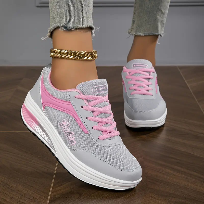 Women's Platform Sneakers with Lace-Up Design