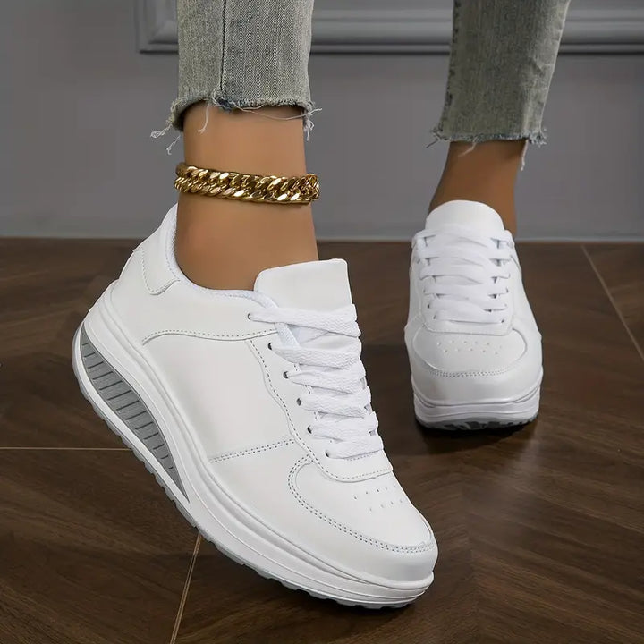 Women's Platform Sneakers with Lace-Up Design