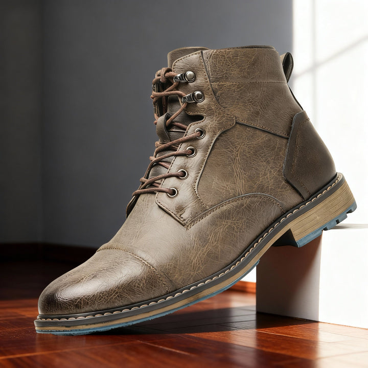 Men's Leather Cap-Toe Lace-Up Boots