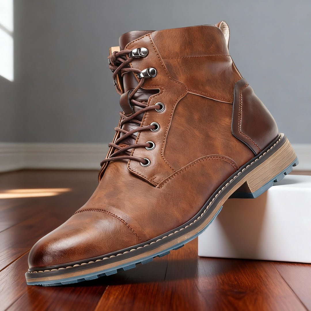 Men's Leather Cap-Toe Lace-Up Boots