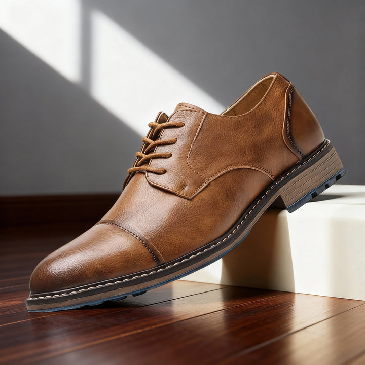 Men's Leather Cap-Toe Derby Shoes