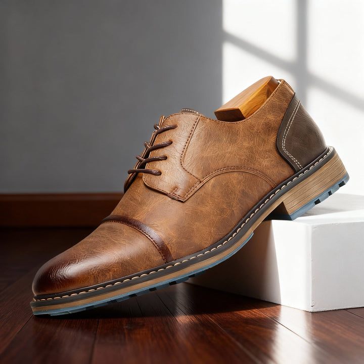Men's Leather Cap-Toe Derby Shoes