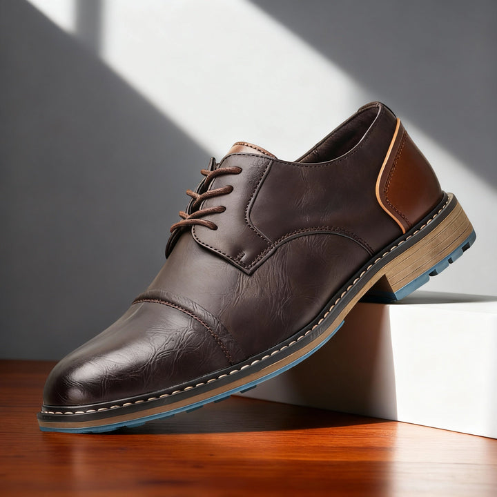 Men's Leather Cap-Toe Derby Shoes