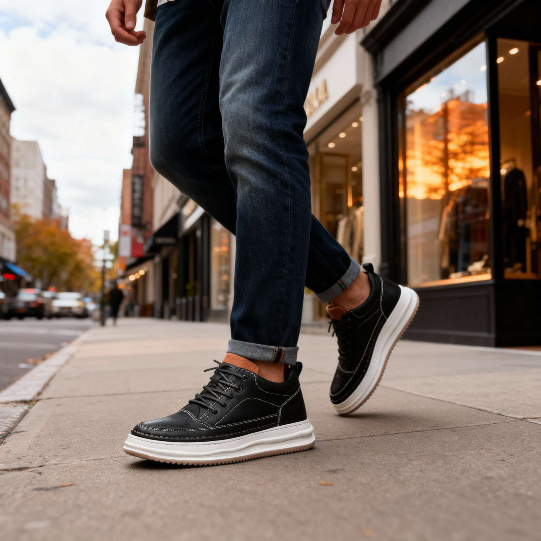 Men's Lace Up Leather Sneakers