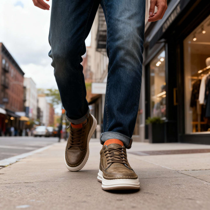Men's Lace Up Leather Sneakers