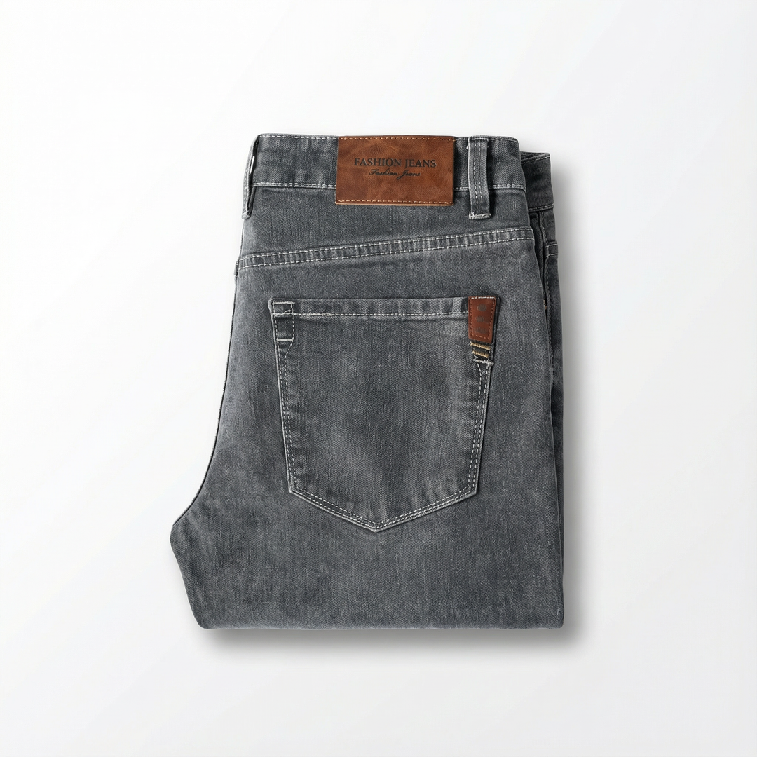 Men's Stretch Denim Tapered Jeans in Gray