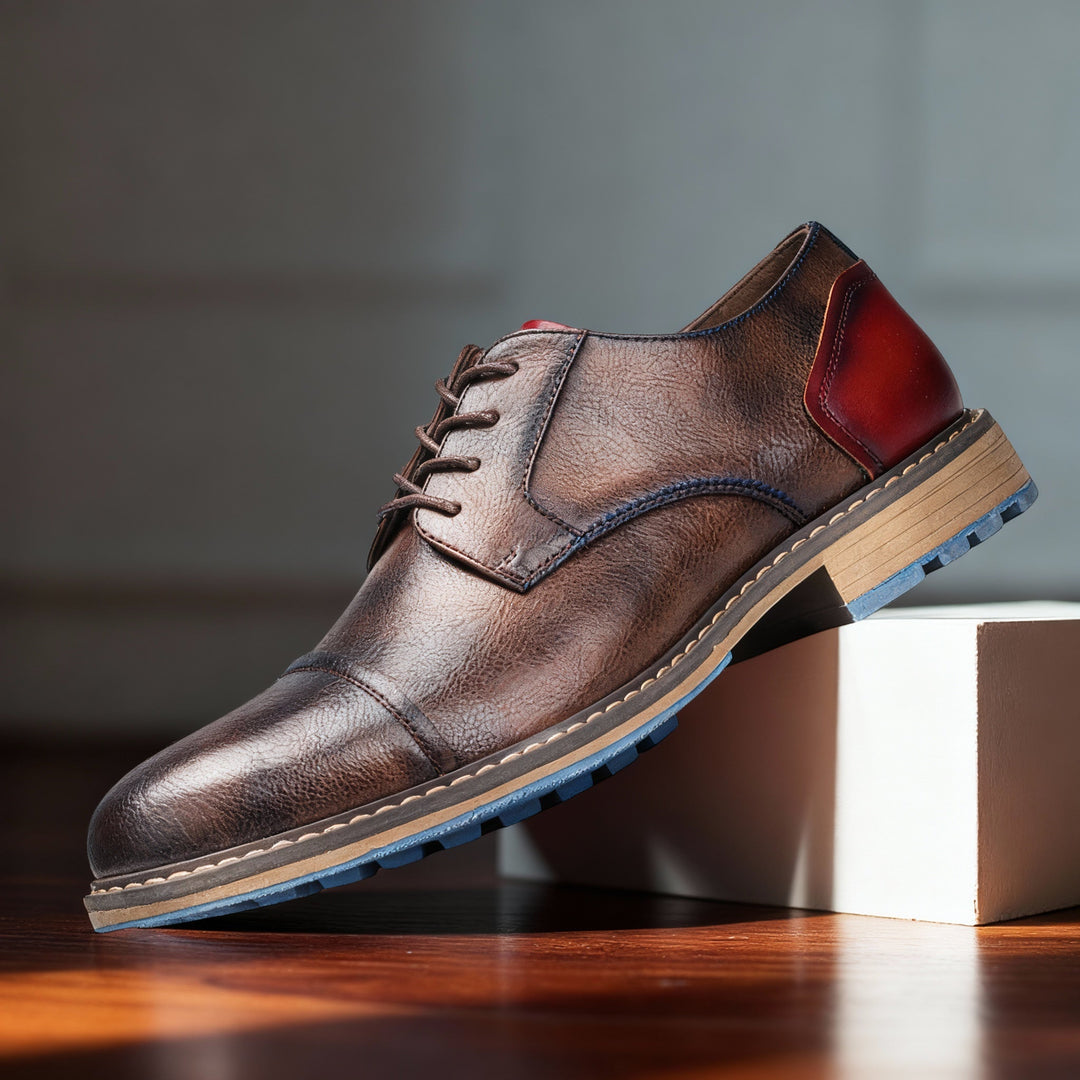 Men's Leather Cap-Toe Derby Shoes