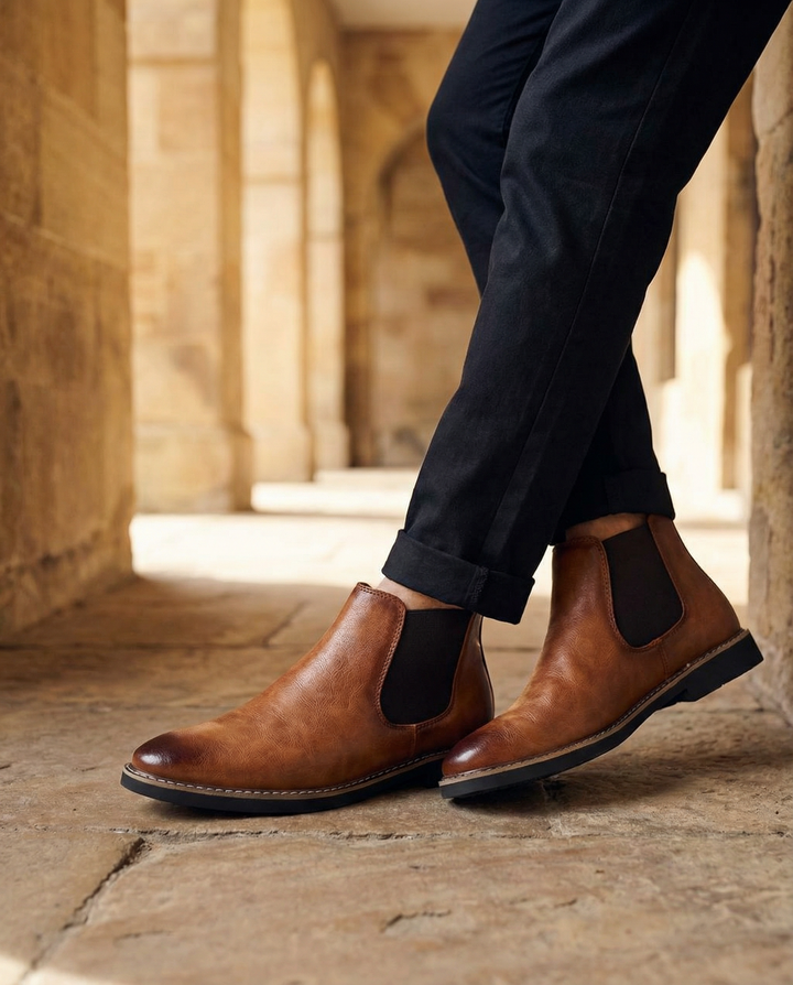 Men's Classic Slip On Leather Chelsea Boots