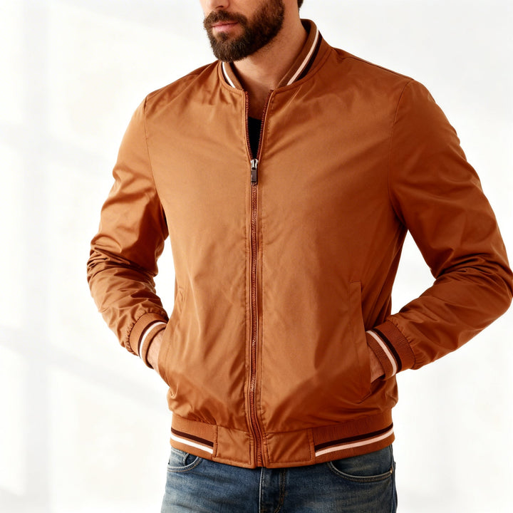 Men's Bomber Jacket with Ribbed Trim