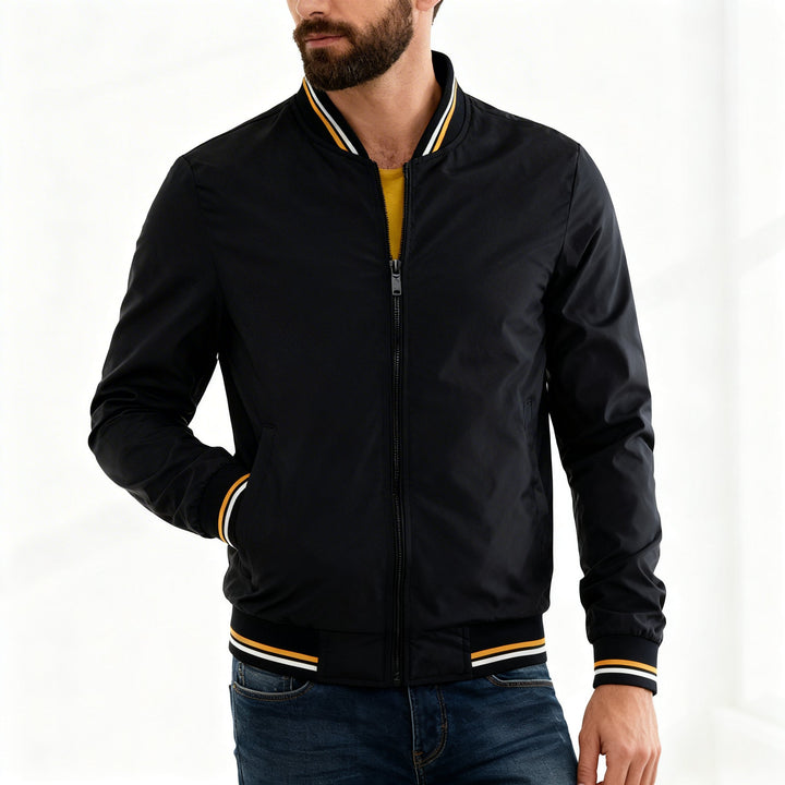Men's Bomber Jacket with Ribbed Trim