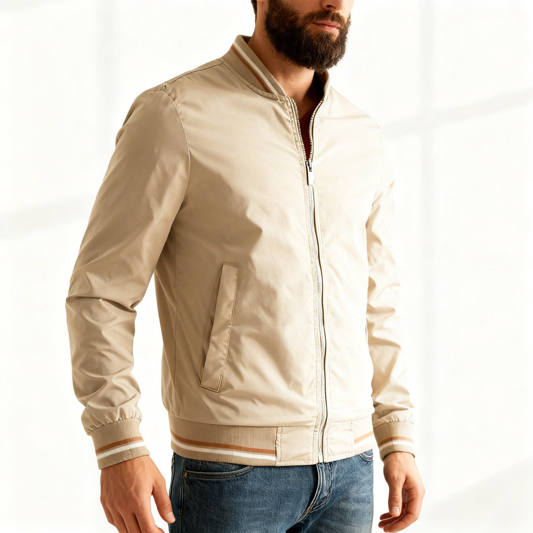 Men's Bomber Jacket with Ribbed Trim