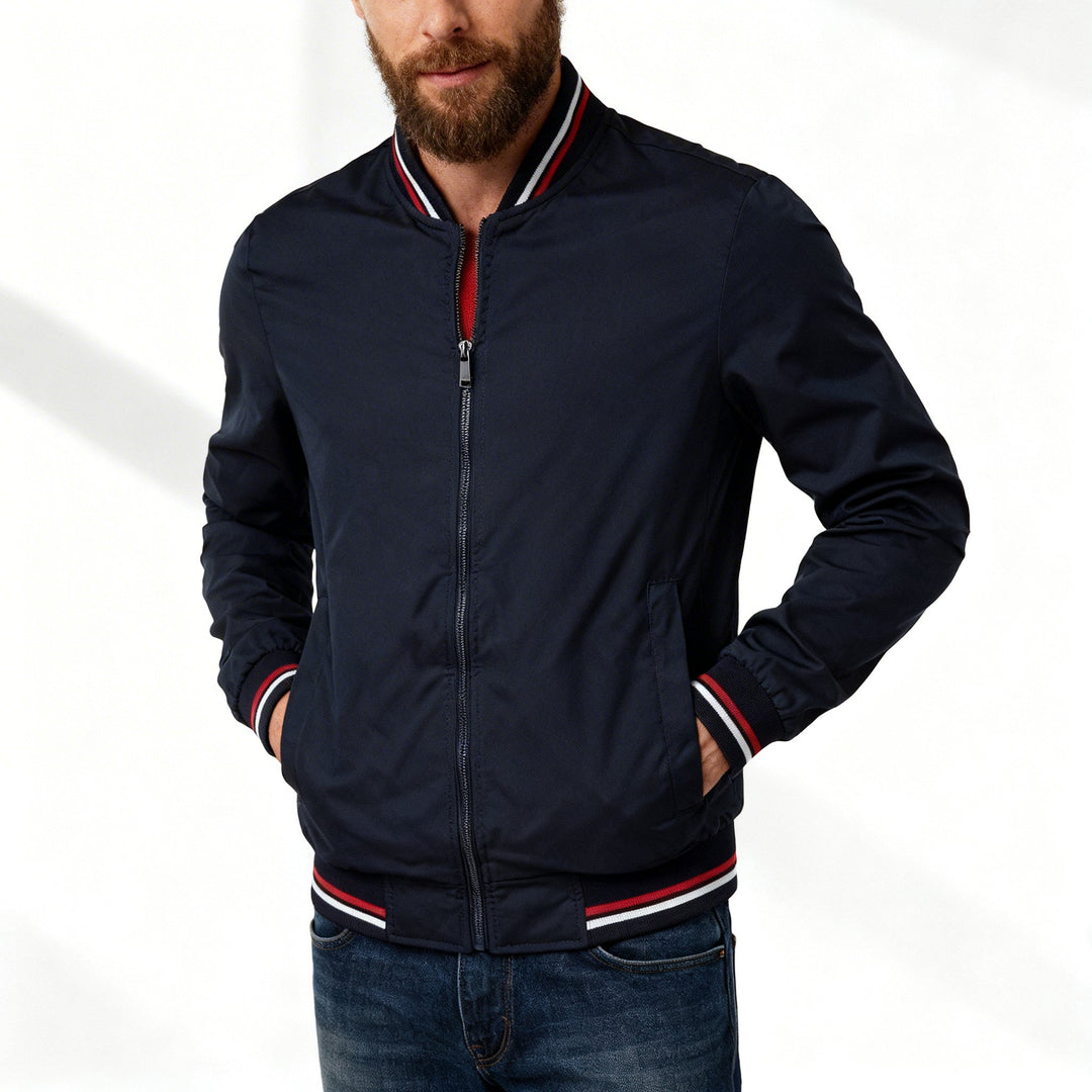 Men's Bomber Jacket with Ribbed Trim