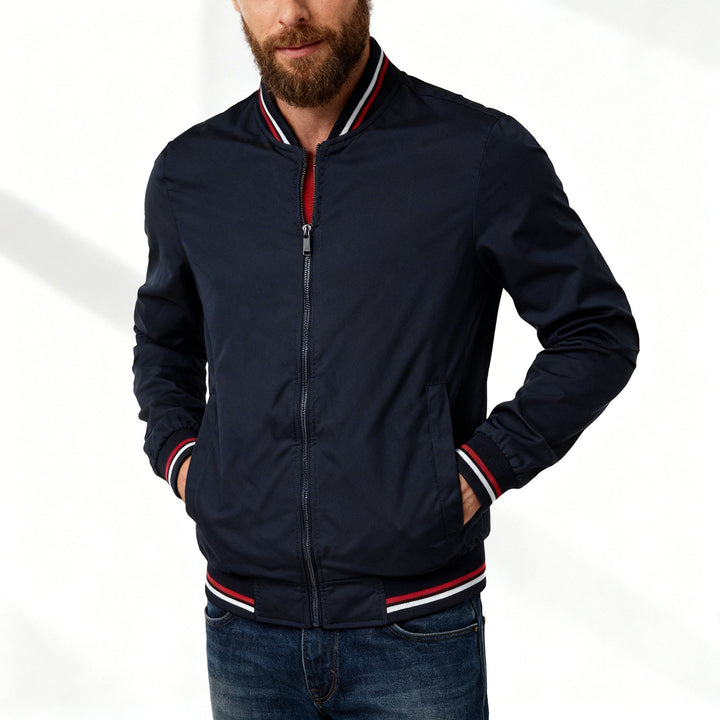 Men's Bomber Jacket with Ribbed Trim