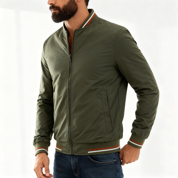 Men's Bomber Jacket with Ribbed Trim