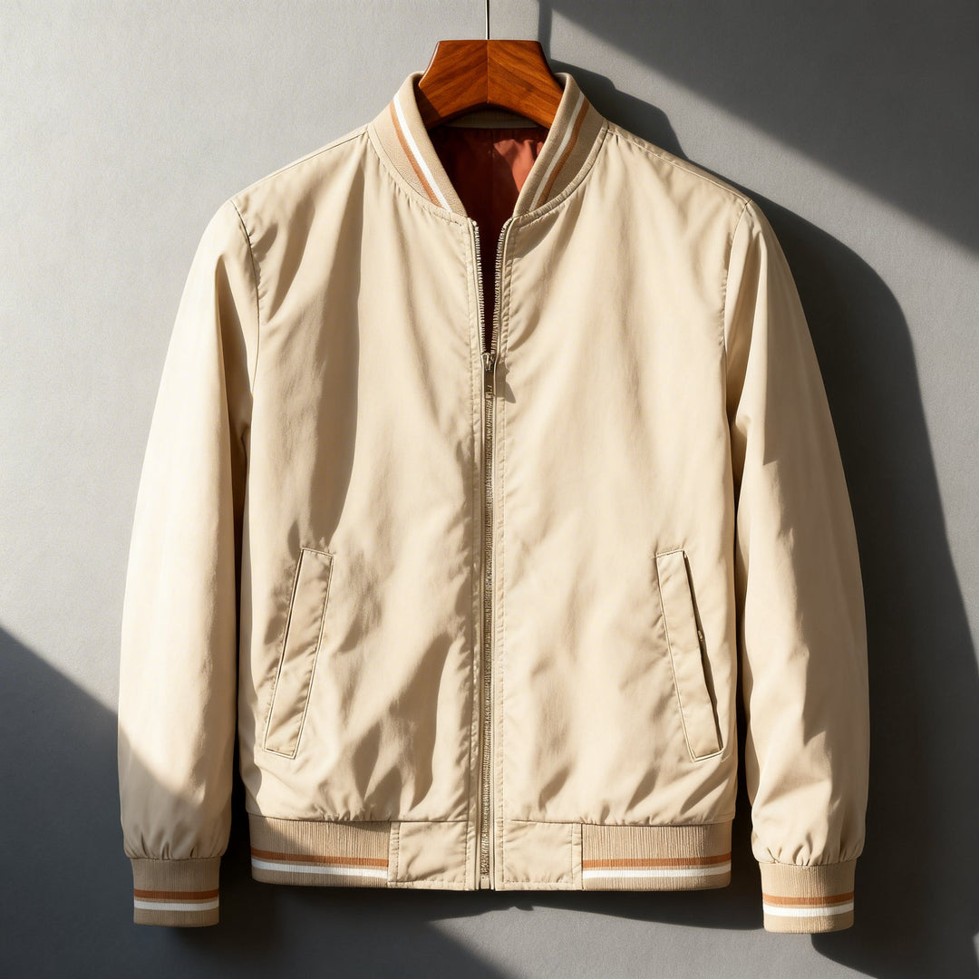 Men's Bomber Jacket with Ribbed Trim
