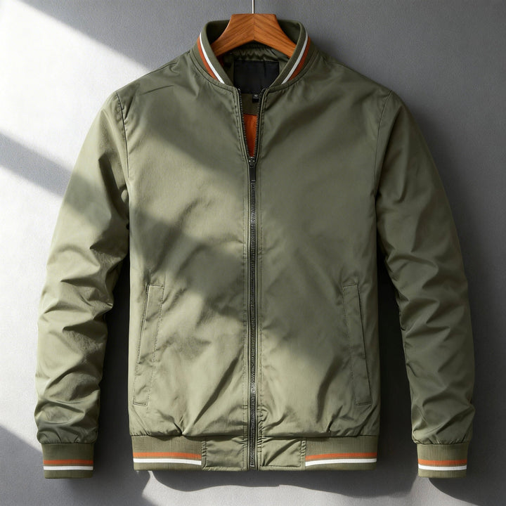 Men's Bomber Jacket with Ribbed Trim