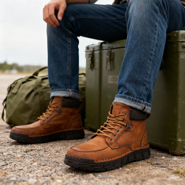 Men's Leather Lace-Up Ankle Boots